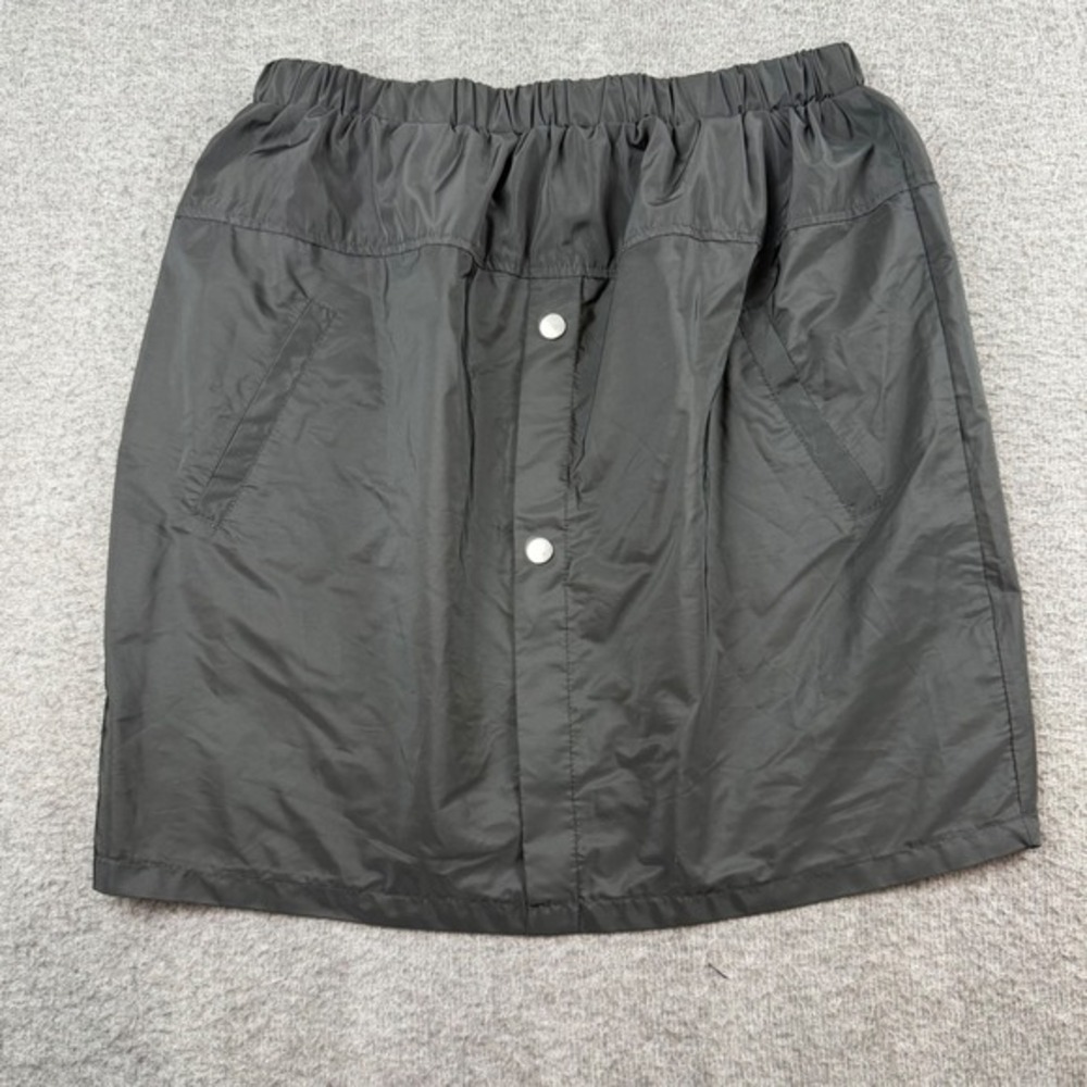 PrettyLittleThing Mini Skirt Women's 10 Black Snap Front Elastic Waist Utility